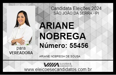 Candidato ARIANE NOBREGA 2024 - SÃO JOÃO DA SERRA - Eleições