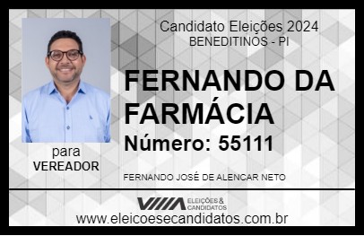 Candidato FERNANDO DA FARMÁCIA 2024 - BENEDITINOS - Eleições