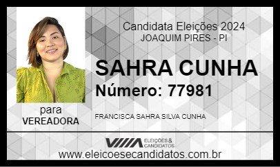 Candidato SAHRA CUNHA 2024 - JOAQUIM PIRES - Eleições