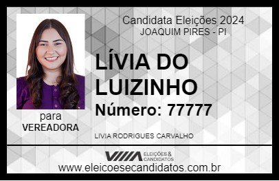 Candidato LÍVIA DO LUIZINHO 2024 - JOAQUIM PIRES - Eleições