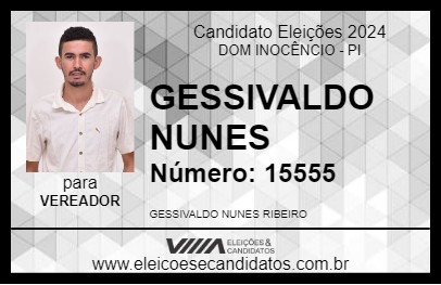 Candidato GESSIVALDO NUNES 2024 - DOM INOCÊNCIO - Eleições