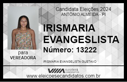 Candidato IRISMARIA EVANGESLISTA 2024 - ANTÔNIO ALMEIDA - Eleições