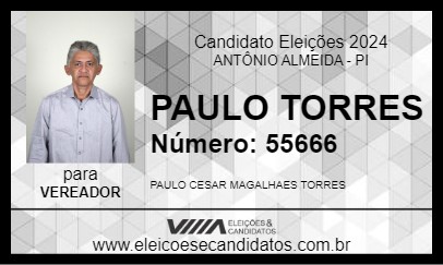 Candidato PAULO TORRES 2024 - ANTÔNIO ALMEIDA - Eleições