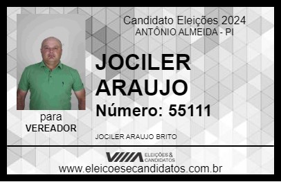 Candidato JOCILER ARAUJO 2024 - ANTÔNIO ALMEIDA - Eleições