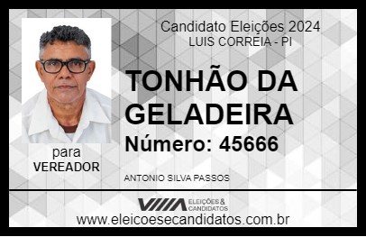 Candidato TONHÃO DA GELADEIRA 2024 - LUIS CORREIA - Eleições