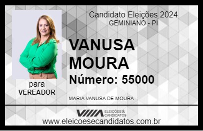 Candidato VANUSA MOURA 2024 - GEMINIANO - Eleições