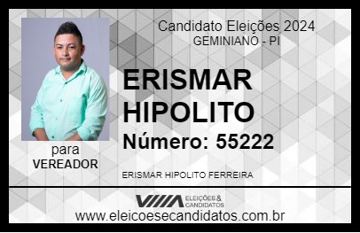 Candidato ERISMAR HIPOLITO 2024 - GEMINIANO - Eleições