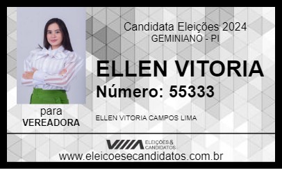 Candidato ELLEN VITORIA 2024 - GEMINIANO - Eleições