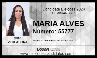 Candidato MARIA ALVES 2024 - GEMINIANO - Eleições