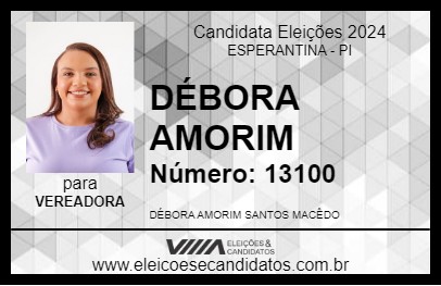 Candidato DÉBORA AMORIM 2024 - ESPERANTINA - Eleições