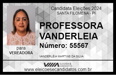 Candidato PROFESSORA VANDERLEIA 2024 - SANTA FILOMENA - Eleições