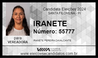 Candidato IRANETE 2024 - SANTA FILOMENA - Eleições