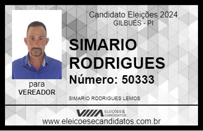 Candidato SIMARIO RODRIGUES 2024 - GILBUÉS - Eleições