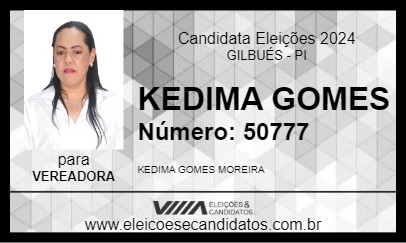 Candidato KEDIMA GOMES 2024 - GILBUÉS - Eleições