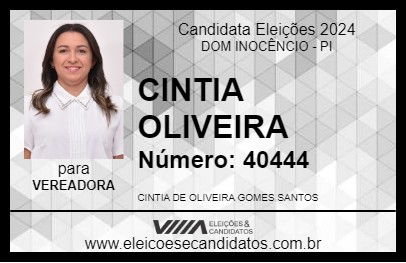 Candidato CINTIA OLIVEIRA 2024 - DOM INOCÊNCIO - Eleições