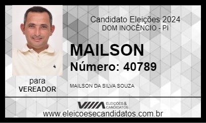 Candidato MAILSON 2024 - DOM INOCÊNCIO - Eleições