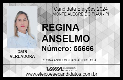 Candidato REGINA ANSELMO 2024 - MONTE ALEGRE DO PIAUÍ - Eleições