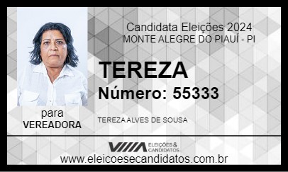 Candidato TEREZA 2024 - MONTE ALEGRE DO PIAUÍ - Eleições