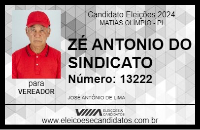 Candidato ZÉ ANTONIO DO SINDICATO 2024 - MATIAS OLÍMPIO - Eleições