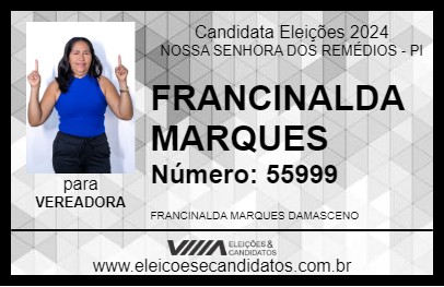 Candidato FRANCINALDA MARQUES 2024 - NOSSA SENHORA DOS REMÉDIOS - Eleições