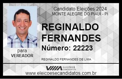 Candidato REGINALDO FERNANDES 2024 - MONTE ALEGRE DO PIAUÍ - Eleições