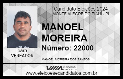 Candidato MANOEL MOREIRA 2024 - MONTE ALEGRE DO PIAUÍ - Eleições