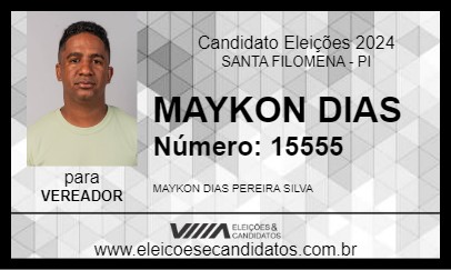 Candidato MAYKON DIAS 2024 - SANTA FILOMENA - Eleições