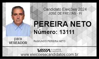 Candidato PEREIRA NETO 2024 - JOSÉ DE FREITAS - Eleições