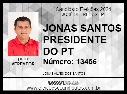 Candidato JONAS SANTOS PRESIDENTE DO PT 2024 - JOSÉ DE FREITAS - Eleições