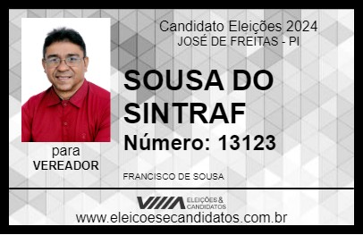 Candidato SOUSA DO SINTRAF 2024 - JOSÉ DE FREITAS - Eleições