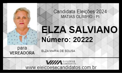 Candidato ELZA SALVIANO 2024 - MATIAS OLÍMPIO - Eleições