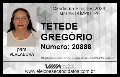 Candidato TETEDE GREGÓRIO 2024 - MATIAS OLÍMPIO - Eleições