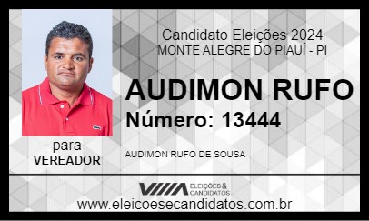 Candidato AUDIMON RUFO 2024 - MONTE ALEGRE DO PIAUÍ - Eleições