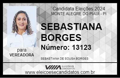 Candidato SEBASTIANA BORGES 2024 - MONTE ALEGRE DO PIAUÍ - Eleições