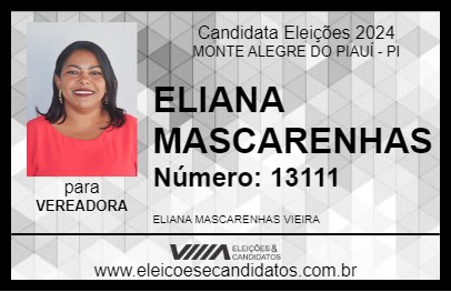 Candidato ELIANA MASCARENHAS 2024 - MONTE ALEGRE DO PIAUÍ - Eleições