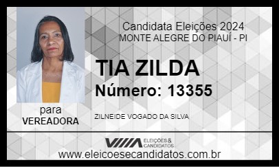 Candidato TIA ZILDA 2024 - MONTE ALEGRE DO PIAUÍ - Eleições