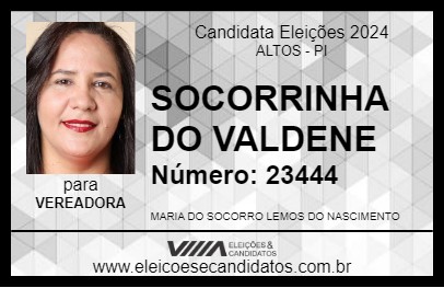 Candidato SOCORRINHA DO VALDENE 2024 - ALTOS - Eleições