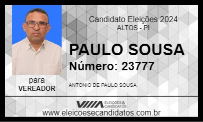 Candidato PAULO SOUSA 2024 - ALTOS - Eleições