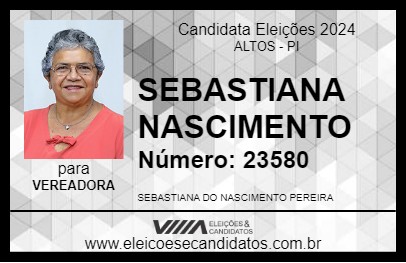 Candidato SEBASTIANA NASCIMENTO 2024 - ALTOS - Eleições