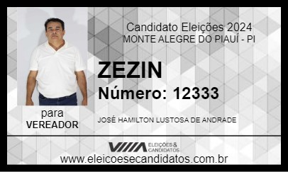 Candidato ZEZIN 2024 - MONTE ALEGRE DO PIAUÍ - Eleições