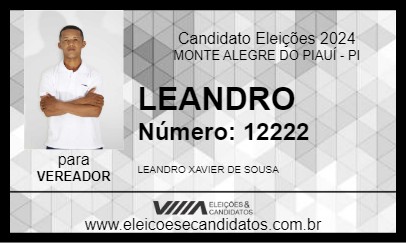 Candidato LEANDRO 2024 - MONTE ALEGRE DO PIAUÍ - Eleições