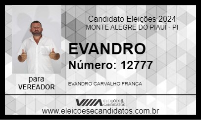 Candidato EVANDRO 2024 - MONTE ALEGRE DO PIAUÍ - Eleições