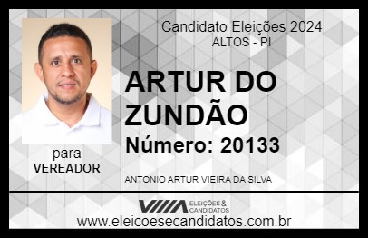 Candidato ARTUR DO ZUNDÃO 2024 - ALTOS - Eleições