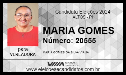 Candidato MARIA GOMES 2024 - ALTOS - Eleições