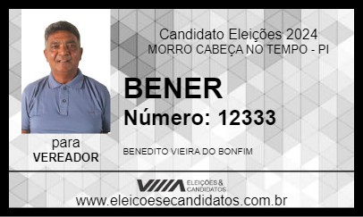 Candidato BENER 2024 - MORRO CABEÇA NO TEMPO - Eleições