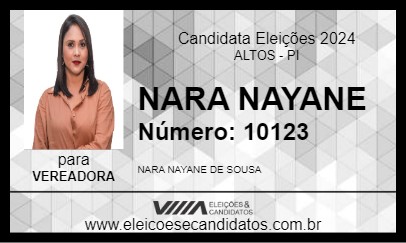 Candidato NARA NAYANE 2024 - ALTOS - Eleições