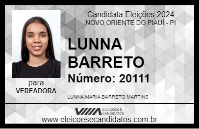 Candidato LUNNA BARRETO 2024 - NOVO ORIENTE DO PIAUÍ - Eleições