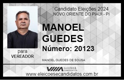 Candidato MANOEL GUEDES 2024 - NOVO ORIENTE DO PIAUÍ - Eleições