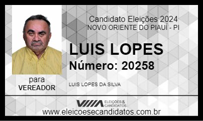 Candidato LUIS LOPES 2024 - NOVO ORIENTE DO PIAUÍ - Eleições