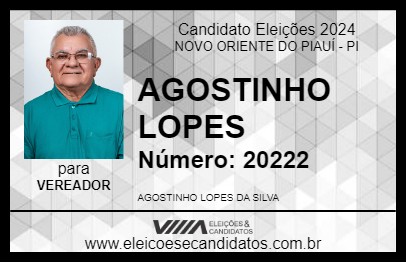 Candidato AGOSTINHO LOPES 2024 - NOVO ORIENTE DO PIAUÍ - Eleições